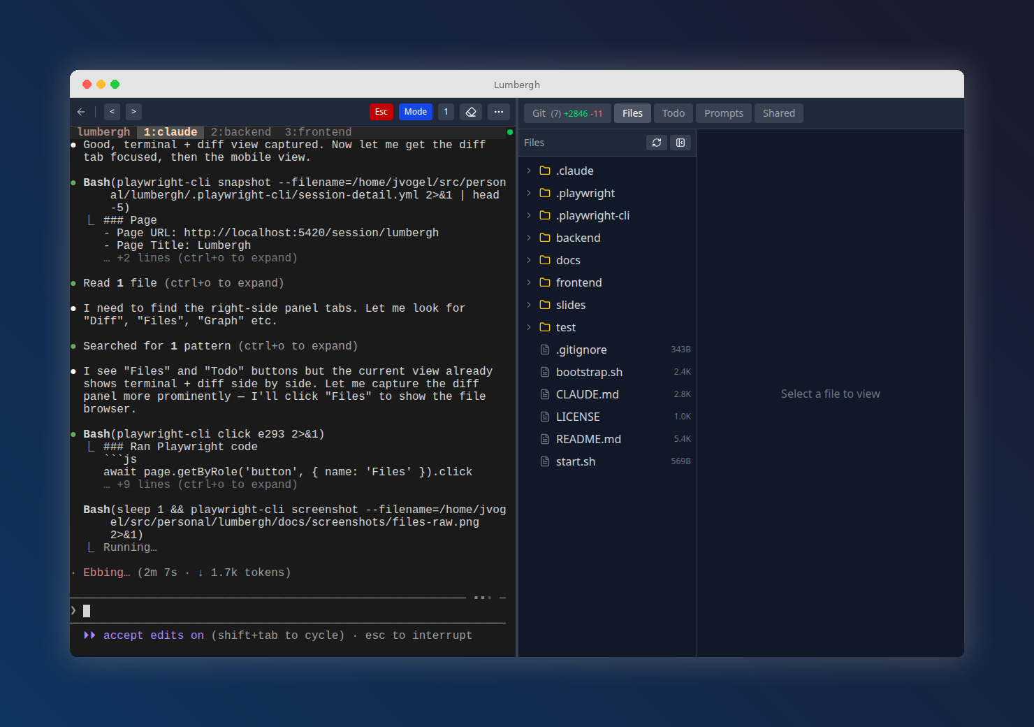 File browser with syntax-highlighted code preview